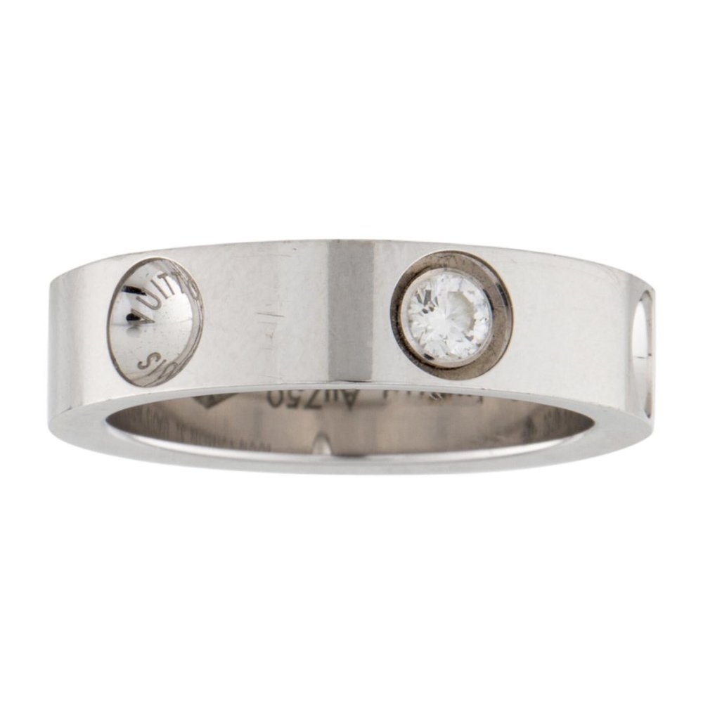 LOUIS VUITTON 18K WHITE GOLD & DIAMOND EMPREINTE BAND RING - Picture 7 of 8